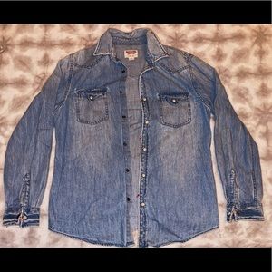 Thin button up jean jacket.